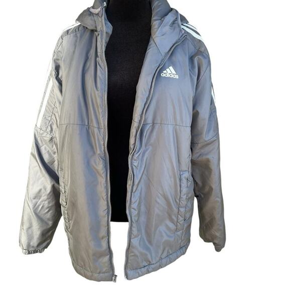 Adidas nylon, hooded, full zip, jacket, insulated & waterproof, men's size M - Picture 3 of 12